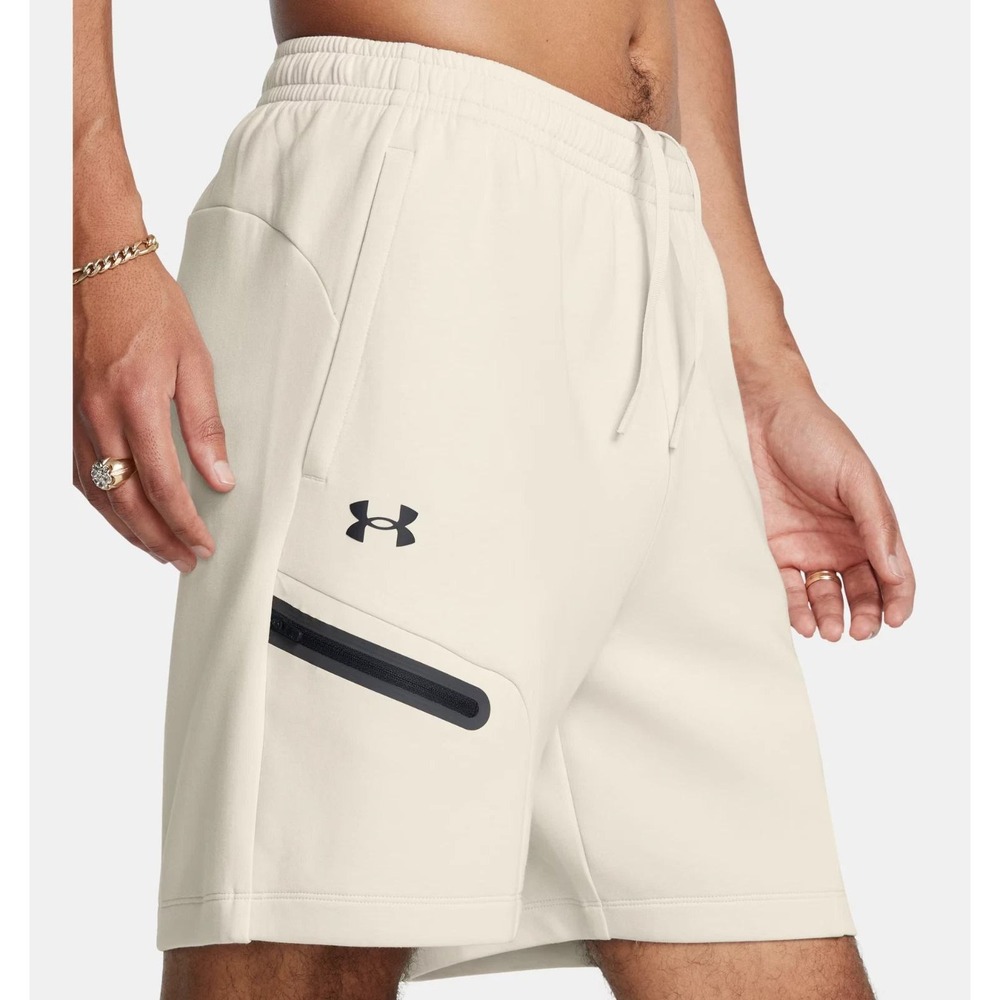 Under Armour Mens XL Unstoppable Fleece Shorts Summit White 7 Inch Inseam NWT